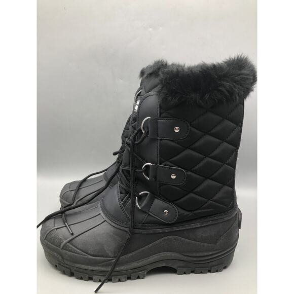 Womens Mid Calf Mountain Walking Tactical Waterproof Boots Black US-10 EU-41 - Picture 4 of 16